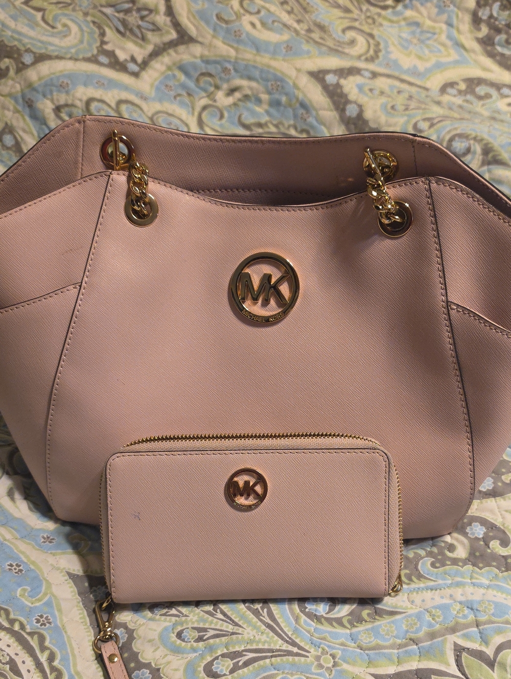 Michael Kors Dusty Rose Saffiano Leather Tote with Matching Wallet